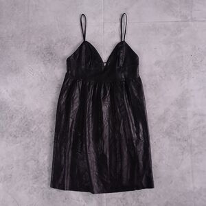 LEiTH Black Spaghetti Strap Dress Faux Leather
